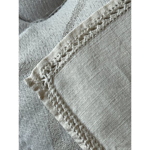 Madeira Linen Tablecloth With Embroidery Cutwork Pulled Thread Beige 33.5x32.75 - Picture 5 of 12